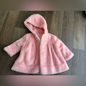 Gorgeous Pink Faux Fur Floral Hooded Toddler Girls' Coat